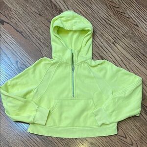 Lululemon Yellow Cropped Hoodie with Quarter-Zip